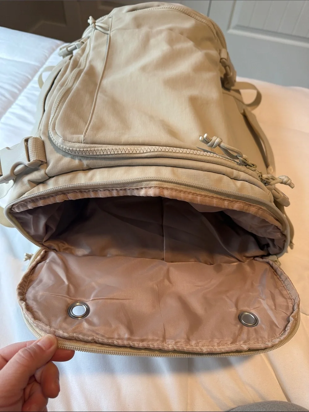 Versatile Beige Women's Travel Backpack - 28L - Picture 9 of 13